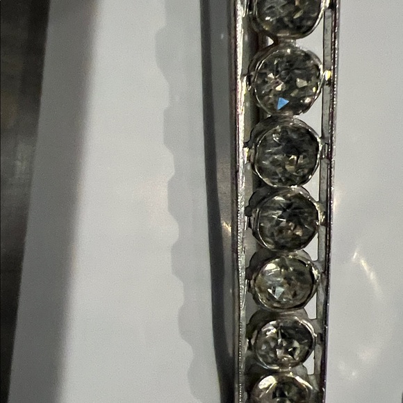 Silver Rhinestone Bar Brooch - Picture 2 of 3